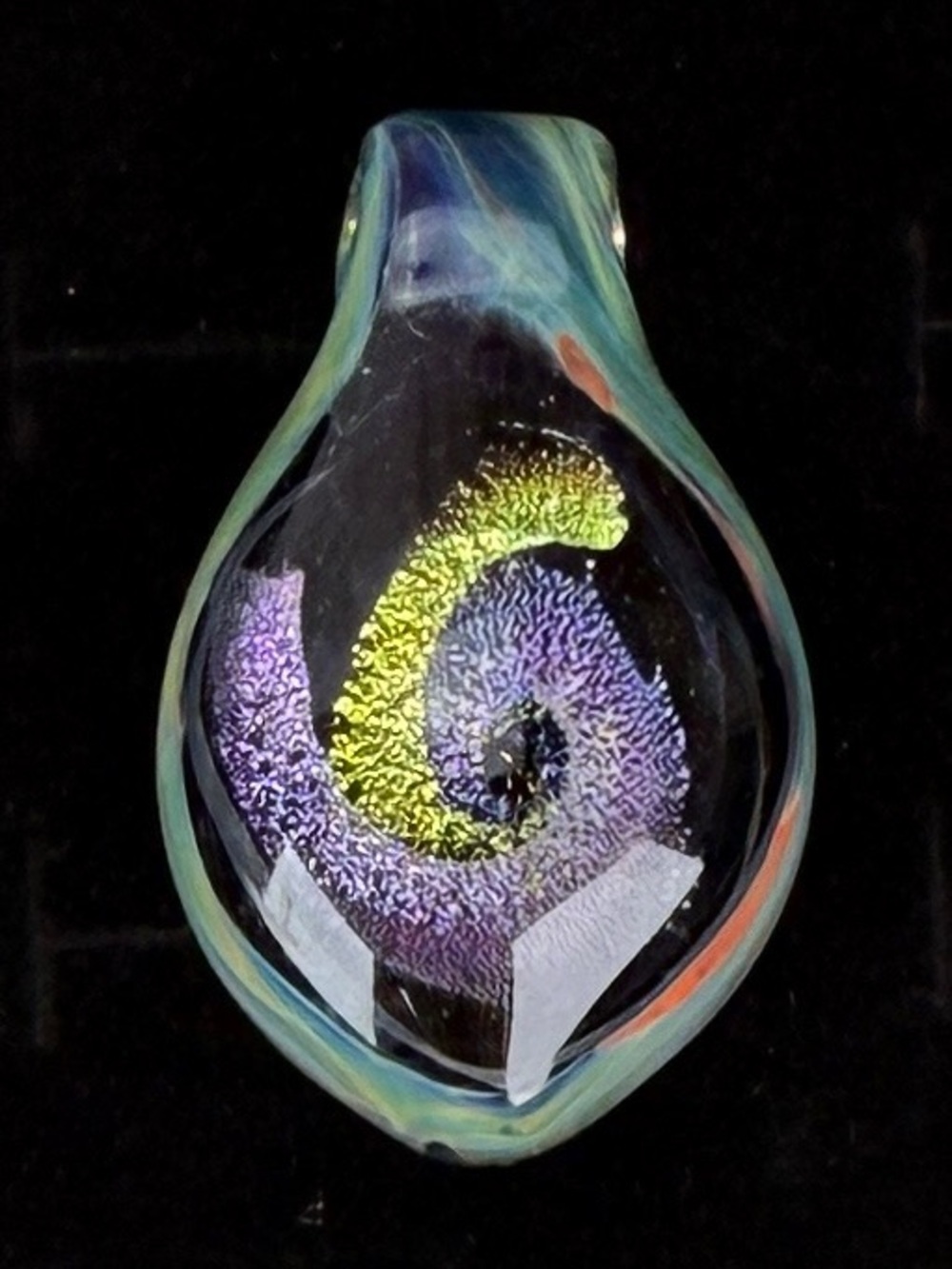 Vintage Hand Blown Art Glass Pendant Dichroic Swirl OOAK